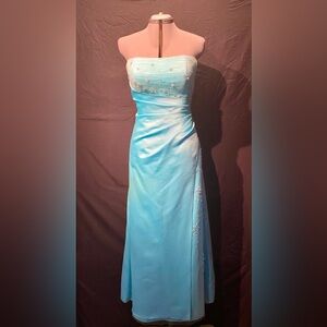 Beaded Strapless Light Blue Alfred Angelo Gown. Size 10